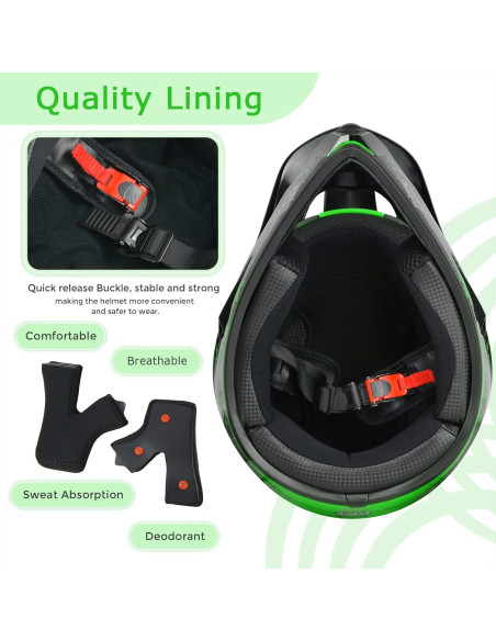 Casco de Motocross SanQing Verde Pequeño Aprobado por DOT Casco de Motocross SanQing Verde Pequeño Aprobado por DOT