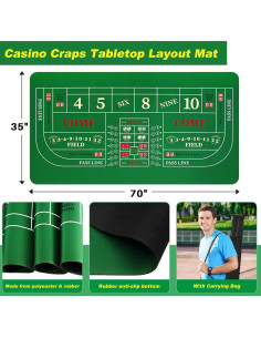 Juego de Mesa de Craps Leyndo con Tapete 177,8x88,9 cm 2