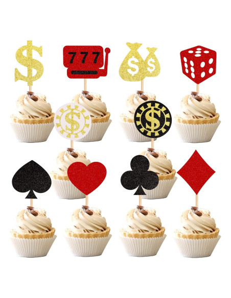 30 Decoraciones para Cupcakes de Casino - ZHUOWEISM
