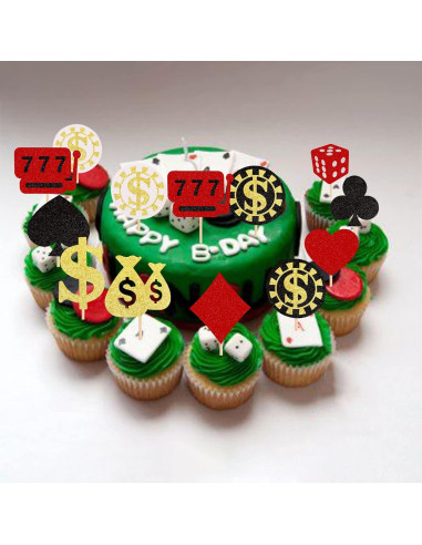30 Decoraciones para Cupcakes de Casino - ZHUOWEISM