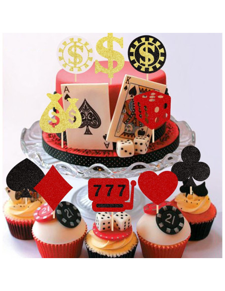 30 Decoraciones para Cupcakes de Casino - ZHUOWEISM