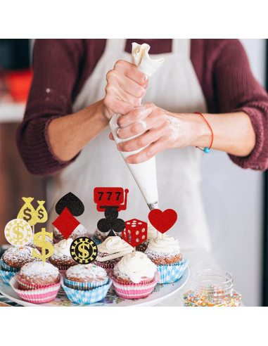 30 Decoraciones para Cupcakes de Casino - ZHUOWEISM