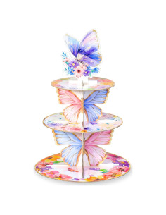 Soporte para Cupcakes Crafterlife 3 Niveles Mariposa Rosa