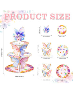 Soporte para Cupcakes Crafterlife 3 Niveles Mariposa Rosa 2