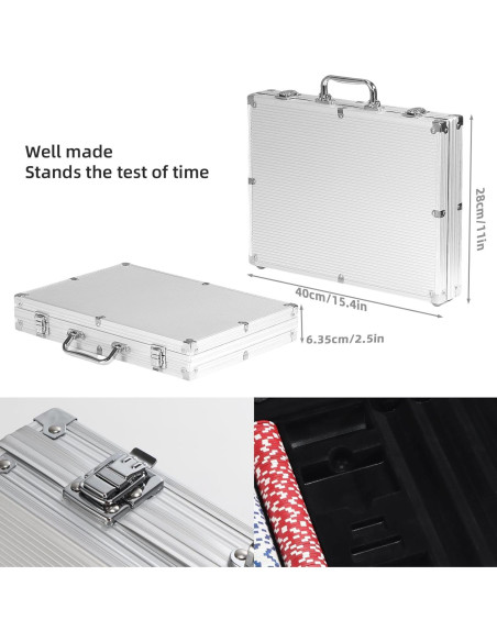 Juego de 500 Fichas de Póker LUOBAO con Estuche y Cartas