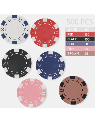 Juego de 500 Fichas de Póker LUOBAO con Estuche y Cartas
