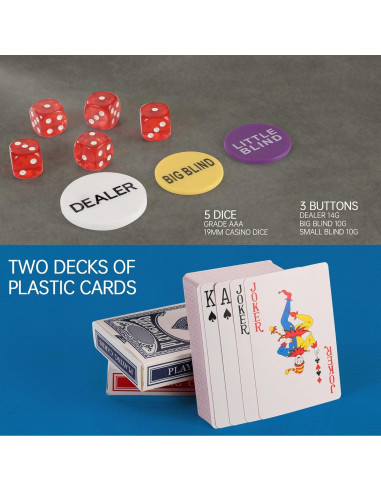 Juego de 500 Fichas de Póker LUOBAO con Estuche y Cartas