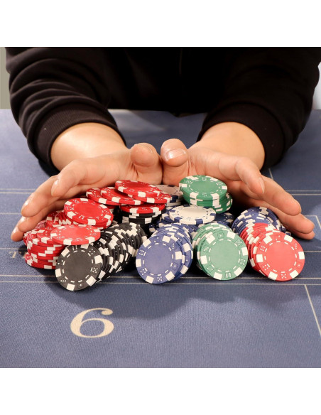Juego de 500 Fichas de Póker LUOBAO con Estuche y Cartas