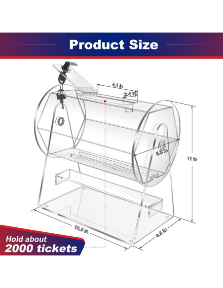 Tambor de Rifa Acrílico BZnota 28x16.5x28cm Transparente