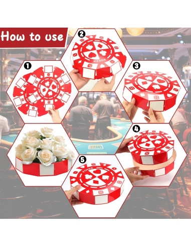 40 PCS Decoración Fiesta Casino Cajas Fichas 22,86 cm