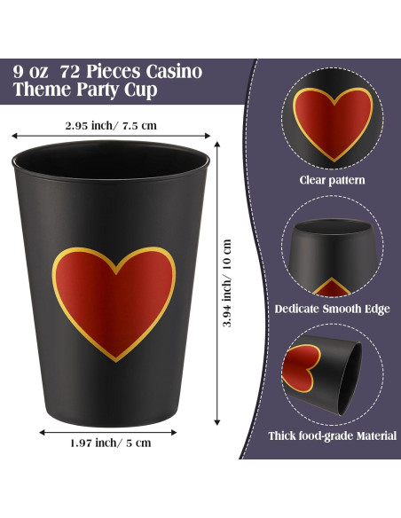 Hoolerry 72 Copas de Fiesta de Casino 9 oz Plástico Reutilizables