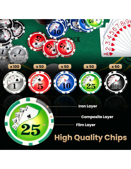 Conjunto de Fichas de Póker Goplus 300 PCS con Estuche