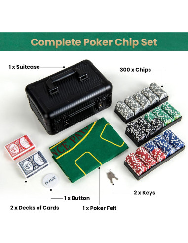 Conjunto de Fichas de Póker Goplus 300 PCS con Estuche