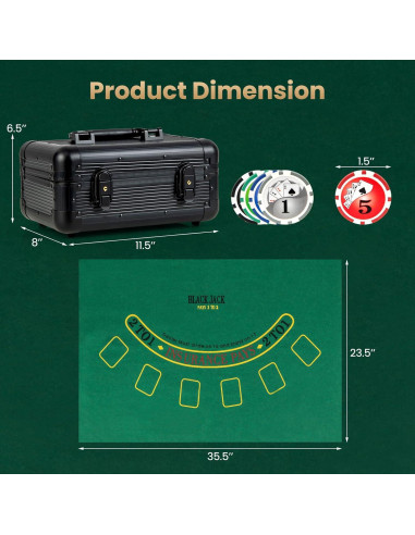 Conjunto de Fichas de Póker Goplus 300 PCS con Estuche