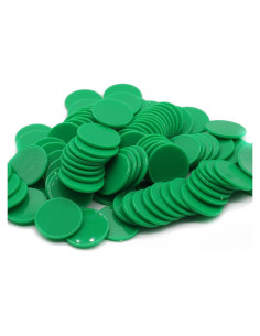 Juego de 100 Fichas de Plástico Verde para Aprendizaje 25 mm