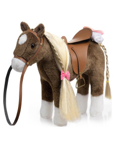 HollyHOME Caballo de Peluche Chocolate 27,94 cm con Accesorios
