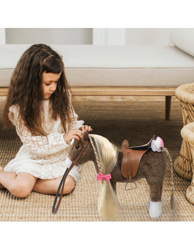 HollyHOME Caballo de Peluche Chocolate 27,94 cm con Accesorios