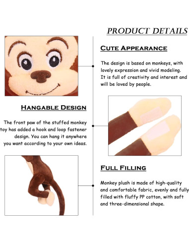 Mono de Peluche Colgante Zhidiloveyou 2 Piezas 70 cm
