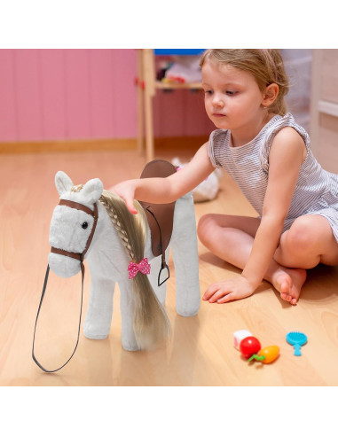 Caballo de Peluche HollyHOME 27,94 cm Blanco con Accesorios