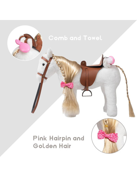 Caballo de Peluche HollyHOME 27,94 cm Blanco con Accesorios