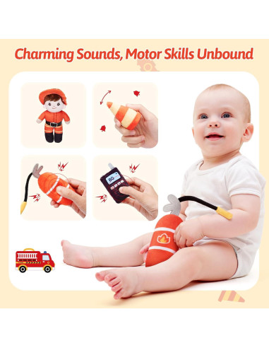 OUOZZZ Juguete de Camión de Bomberos de Peluche - Set Infantil