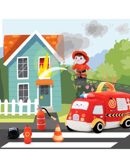 OUOZZZ Juguete de Camión de Bomberos de Peluche - Set Infantil OUOZZZ Juguete de Camión de Bomberos de Peluche - Set Infantil