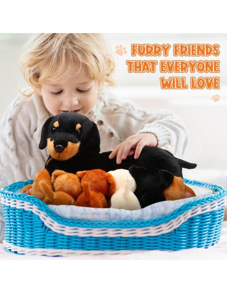 Conjunto de Peluches de Perro Honoson con 4 Cachorros