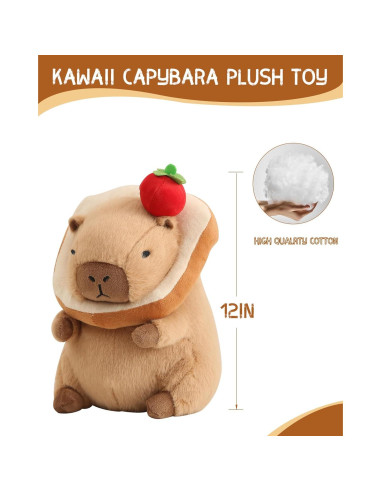 Peluche Capybara Kawaii 25.6 cm con Pan Suave para Niños