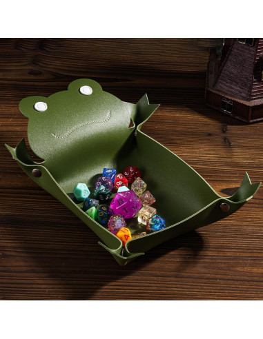 Bandeja de Dados KSNDie de Cuero Plegable Verde para D&D
