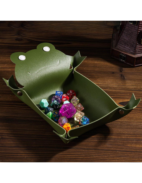 Bandeja de Dados KSNDie de Cuero Plegable Verde para D&D