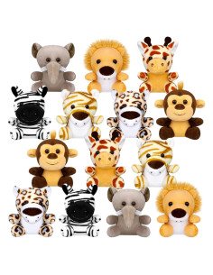 Elcoho 14 Piezas Juguetes de Peluche Animales Selva 9.52 cm