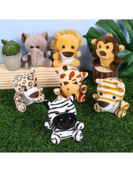 Elcoho 14 Piezas Juguetes de Peluche Animales Selva 9.52 cm
