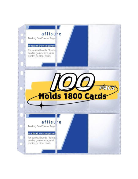 Fundas de Tarjetas 9 Bolsillos Affisure 100 Pack Transparente Fundas de Tarjetas 9 Bolsillos Affisure 100 Pack Transparente