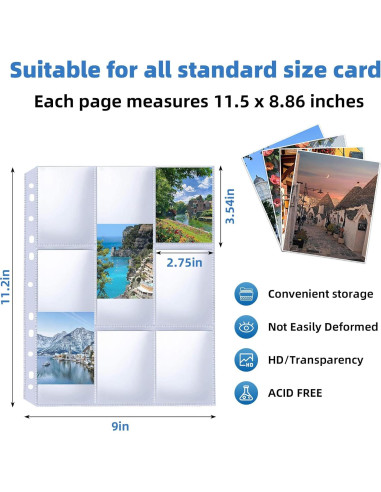 Fundas de Tarjetas 9 Bolsillos Affisure 100 Pack Transparente