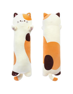 Almohada de Gato de Peluche MIAOHAHA 90cm Beige Suave