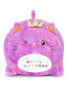 Almohada de Felpa Gato Púrpura Feliz Cumpleaños 40cm 2