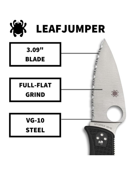 Cuchillo de bolsillo Spyderco Leafjumper VG-10 85g FRN negro