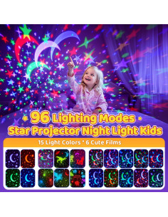 Luz Nocturna PIKOY Recargable para Niños 90 Modos Rosa 2