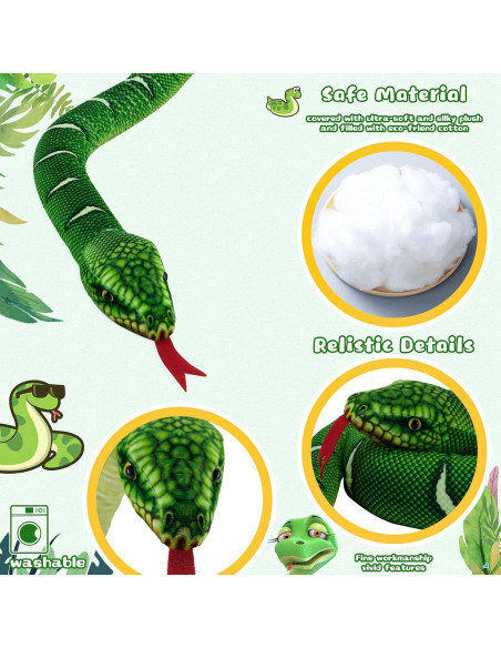 Juguete de Peluche Serpiente YOHAKI 150 cm Verde Realista