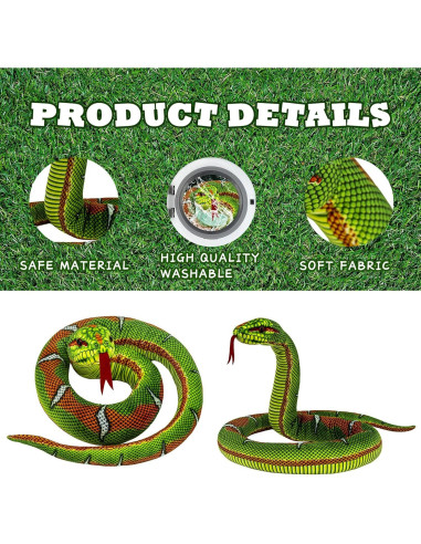 Juguete de Peluche Serpiente YOHAKI 150 cm Verde Realista