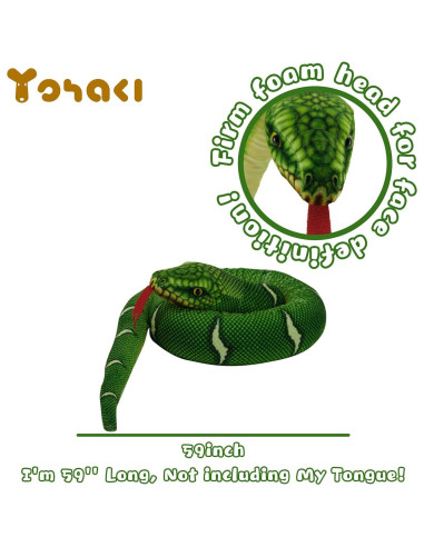 Juguete de Peluche Serpiente YOHAKI 150 cm Verde Realista
