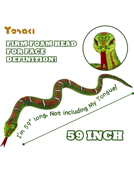 Juguete de Peluche Serpiente YOHAKI 150 cm Verde Realista