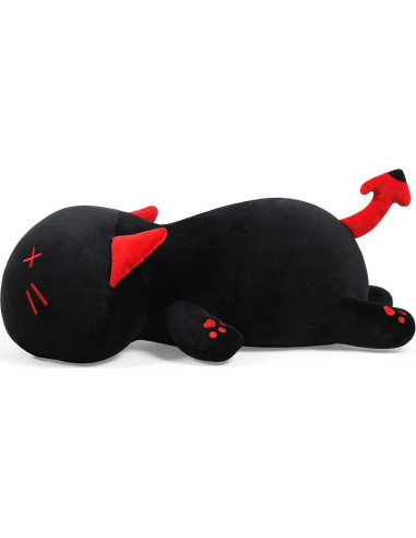Gato Negro de Peluche SNOWOLF 50 cm Suave y Kawaii