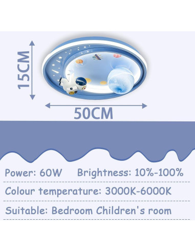 Luz de Techo LED Regulable Dayaerya Astronauta 62W Azul