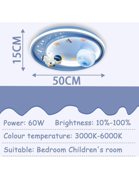 Luz de Techo LED Regulable Dayaerya Astronauta 62W Azul