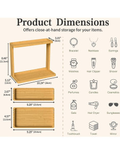 Organizador de Baño PEKER de Bambú Natural 26x21.5x13 cm 2