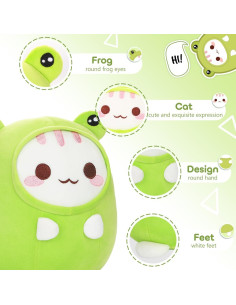 Almohada de Rana de Peluche Alayger 20 cm para Gato Kawaii 2