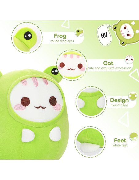 Almohada de Rana de Peluche Alayger 20 cm para Gato Kawaii