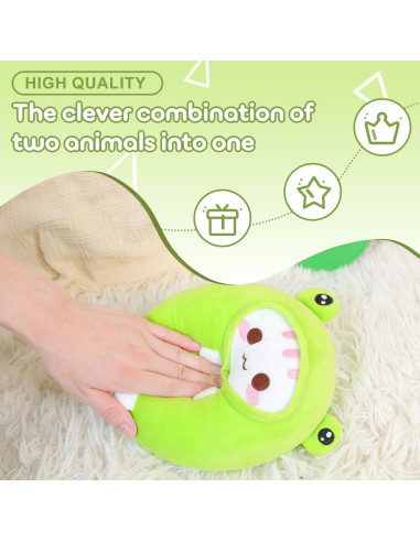 Almohada de Rana de Peluche Alayger 20 cm para Gato Kawaii