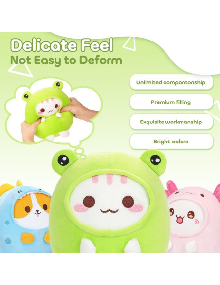 Almohada de Rana de Peluche Alayger 20 cm para Gato Kawaii